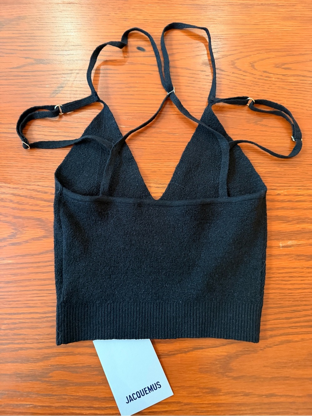 Jacquemus Black Knit V-Neck Strappy Cropped Camisole